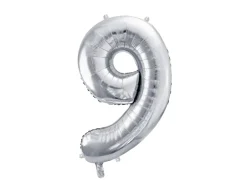 Folie Ballon Tal ''9'', 72 cm, Sølv