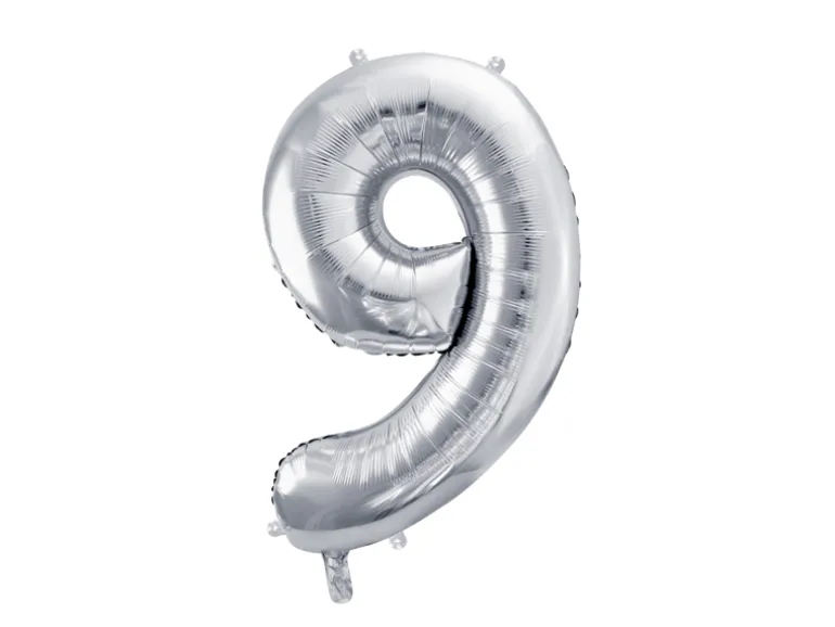 Folie Ballon Tal ''9'', 72 cm, Sølv