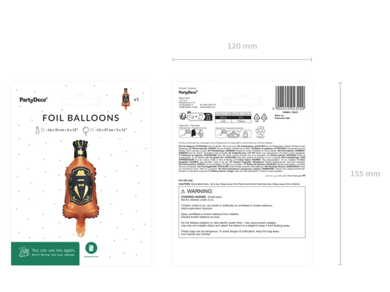 Folie Ballon Til Guirlande Whisky, 27 X 12 cm