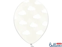Gennemsigtige Balloner med Hvide Skyer (30cm.)