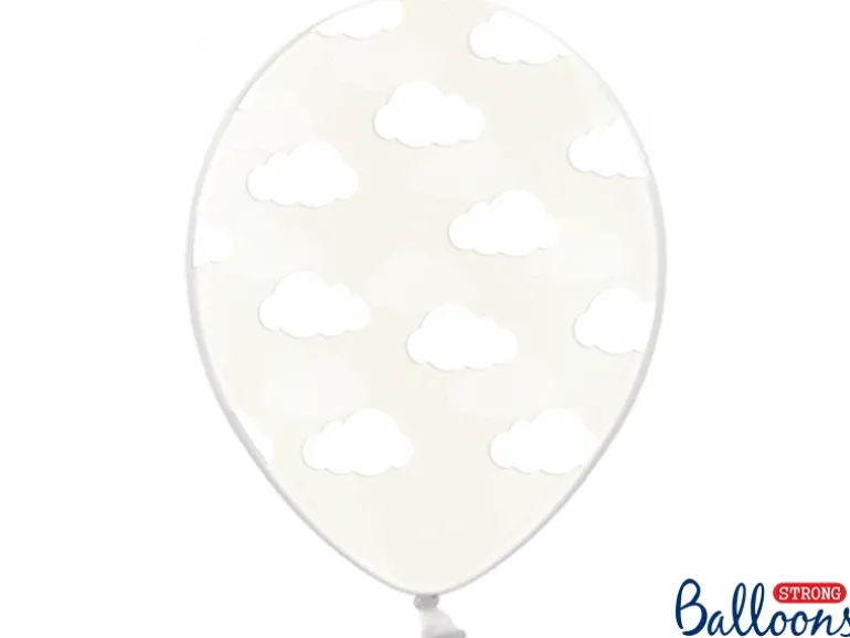 Gennemsigtige Balloner med Hvide Skyer (30cm.)