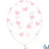 Gennemsigtige Balloner med Lyserøde Hjerter (30cm.)
