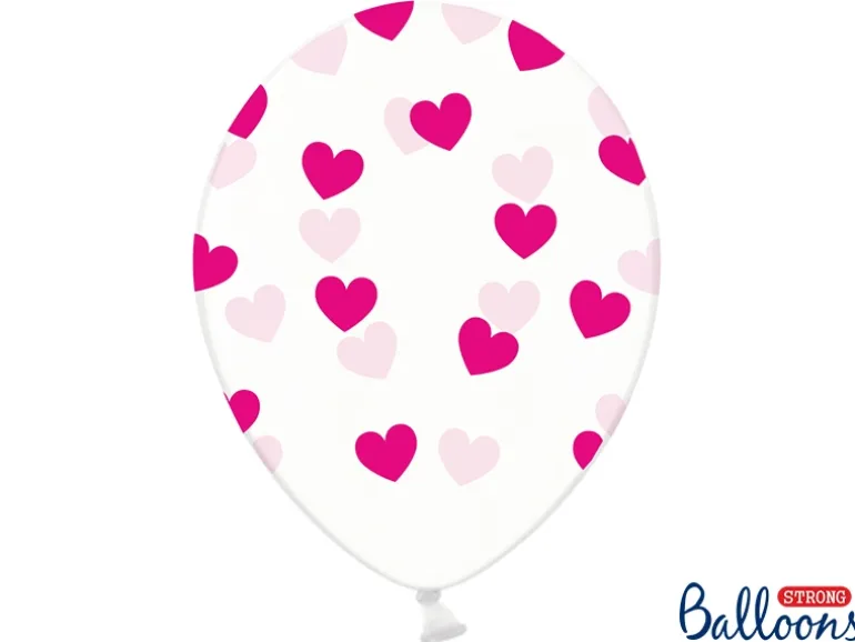 Gennemsigtige Balloner med Pink Hjerter (30cm.)