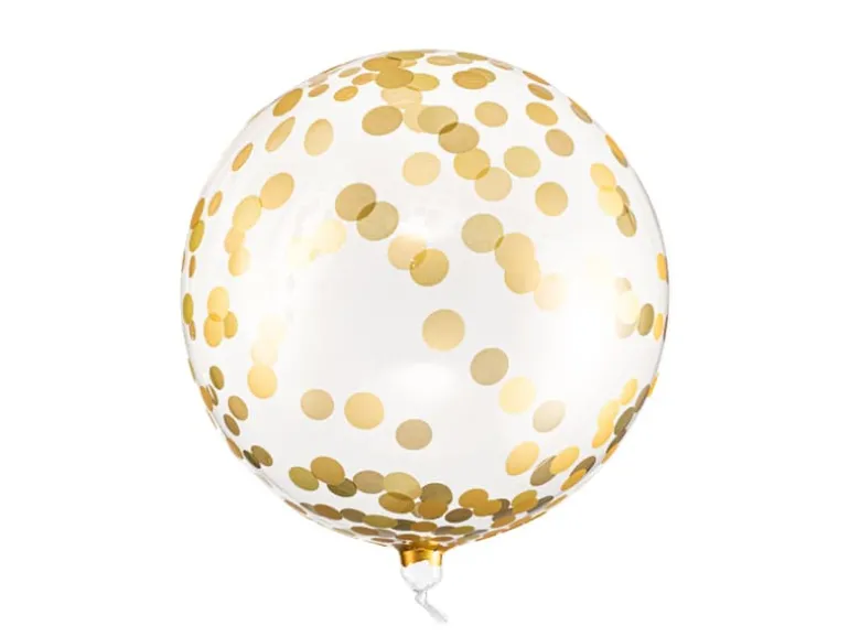 Gennemsigtig Orbz Ballon m/Guld Konfetti, 40 cm