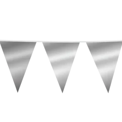 Gigantisk Flagguirlande, Metallic Sølv Vimpler 10M