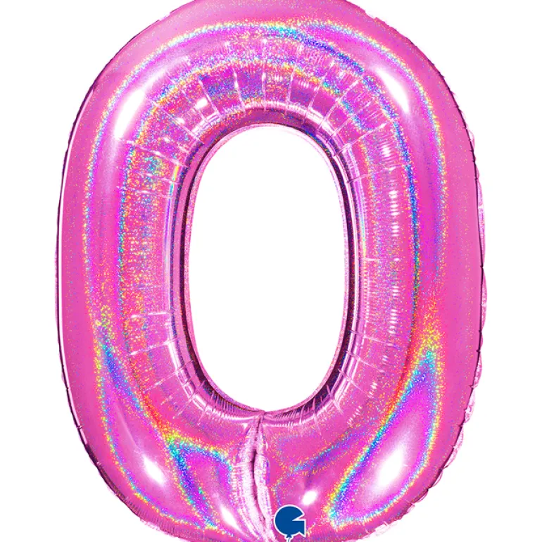 Grabo Jumbo Holografisk Pink Tal Folieballon, 0
