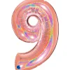 Grabo Jumbo Holografisk Rosegold Tal Folieballon, 9