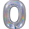 Grabo Jumbo Holografisk Sølv Tal Folieballon, 0