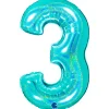 Grabo Jumbo Holografisk Teal Tal Folieballon, 3