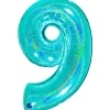 Grabo Jumbo Holografisk Teal Tal Folieballon, 9
