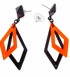 Grafiske Øreringe i Neon Orange og Sort