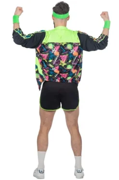 Grafisk Neon Tracksuit m/Jakke, Top & Shorts