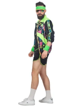 Grafisk Neon Tracksuit m/Jakke, Top & Shorts