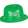 Grøn Bowlerhat i Plastik, "Happy St. Patricks Day"