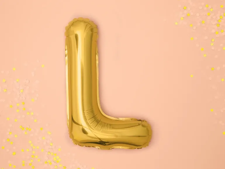 Guld Bogstav Ballon 35 cm - L