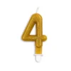 Guld Talformet Kagelys m/Glitter 7 cm - 4 Tal