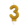 Guld Talformet Kagelys m/Glitter 7 cm - 3 Tal