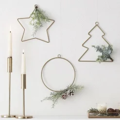 Guld Tråd Julefigurer - Cirkel, Stjerne, Juletræ