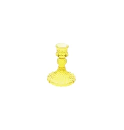 Gul Glas Lysestageholder, 10.5 cm