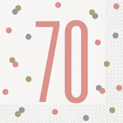 Happy BDAY, Rosegold Glitz Servietter - 70 År