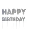 Happy Birthday Kagelys 13 stk., Sølv Glitter