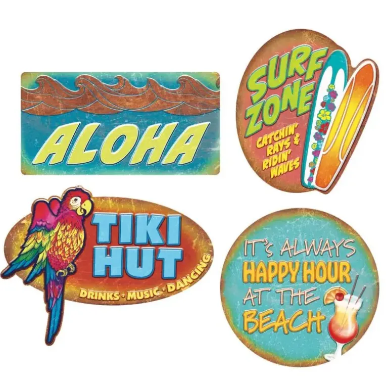 Hawaii Pynt - Luau Cutouts, 4 stk.