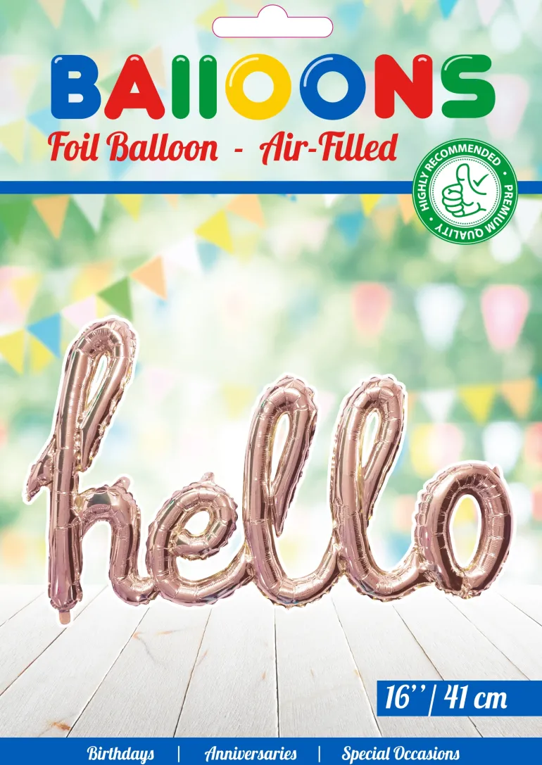 Hello' Rosaguld Folie Ballon