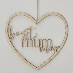Hjerte Trækrans "Best Mum Ever" - Mors Dag Dekoration