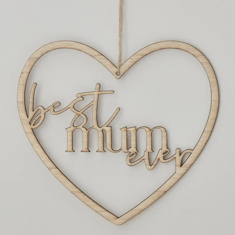 Hjerte Trækrans "Best Mum Ever" - Mors Dag Dekoration