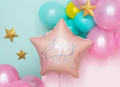 Holografisk Blush "Happy Birthday" Folieballon