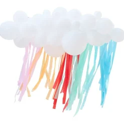 Hvid Ballonsky m/Rainbow Crepebånd
