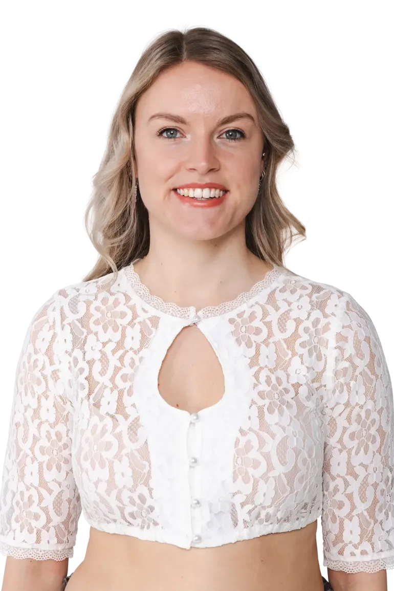 Hvid Dirndl Top med Dråbeformet Udskæring