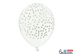Hvide Faux Konfetti Latex Balloner (30cm.), 6 stk.