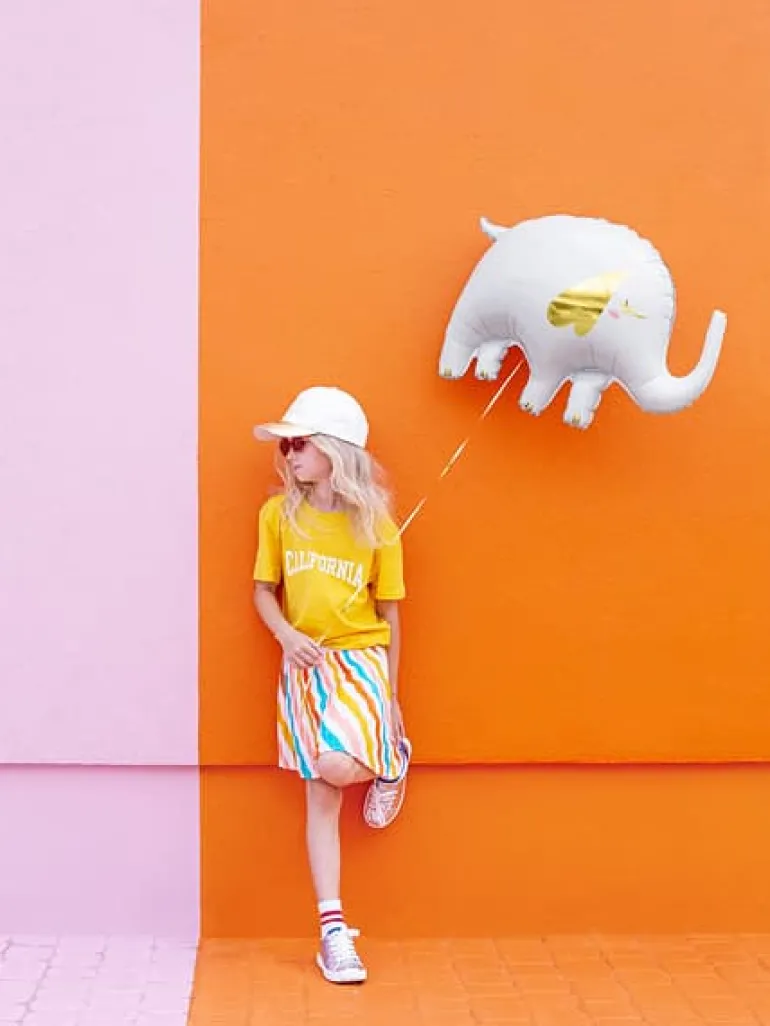 Hvid Elefant Shape Folieballon, 61 x 46 cm