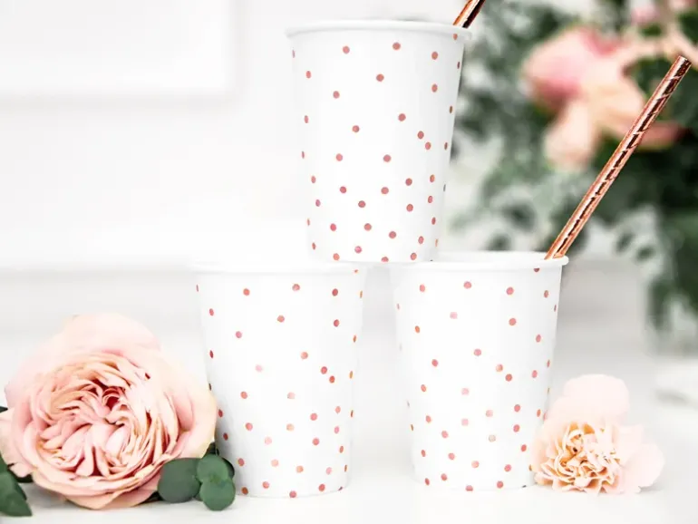 Hvide Papkrus m/Rosegold Prikker