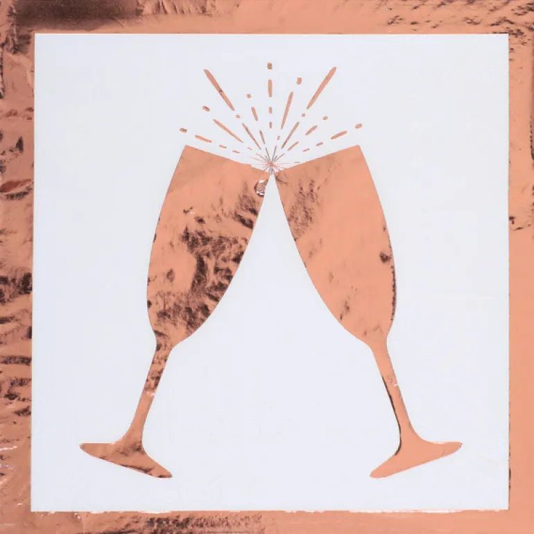 Hvide Servietter Med Rosegold Champagneglas