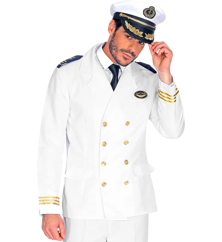 Hvid Marine Kaptajn Jakke til Voksne