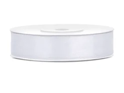 Hvidt Satinbånd, 12 mm