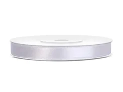 Hvidt Satinbånd, 25M X 6mm