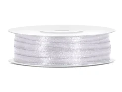 Hvidt Satinbånd, 50M X 3mm
