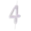 Iriscerende Hvidt Tal Kagelys m/Glitter 6.5 cm - 4