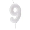 Iriscerende Hvidt Tal Kagelys m/Glitter 6.5 cm - 9