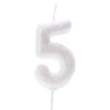Iriscerende Hvidt Tal Kagelys m/Glitter 6.5 cm - 5