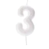 Iriscerende Hvidt Tal Kagelys m/Glitter 6.5 cm - 3