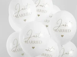 Just Married Latex Balloner, 6 stk