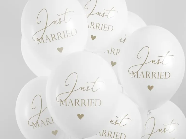 Just Married Latex Balloner, 6 stk