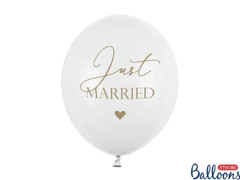 Just Married Latex Balloner, 6 stk