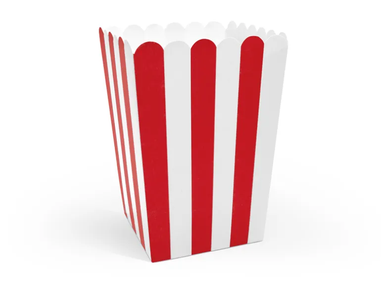 Klassiske Rød-Stribet Popcorn Bægre, 6 stk.