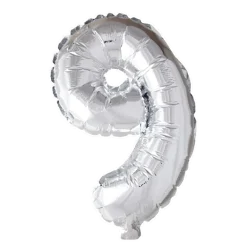 Kæmpe Sølv Folie Tal Ballon (ca. 100 cm.) - 9 Tal