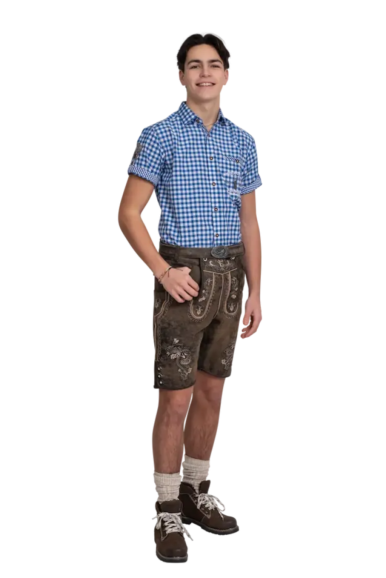 Lederhosen i Ægte Læder m/Bælte - Vintage Brun